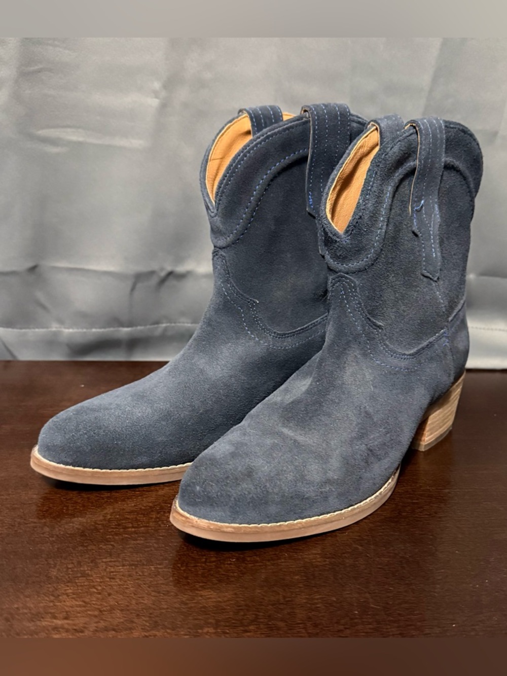dingo Women's Suede Western Ankle Boots - Navy